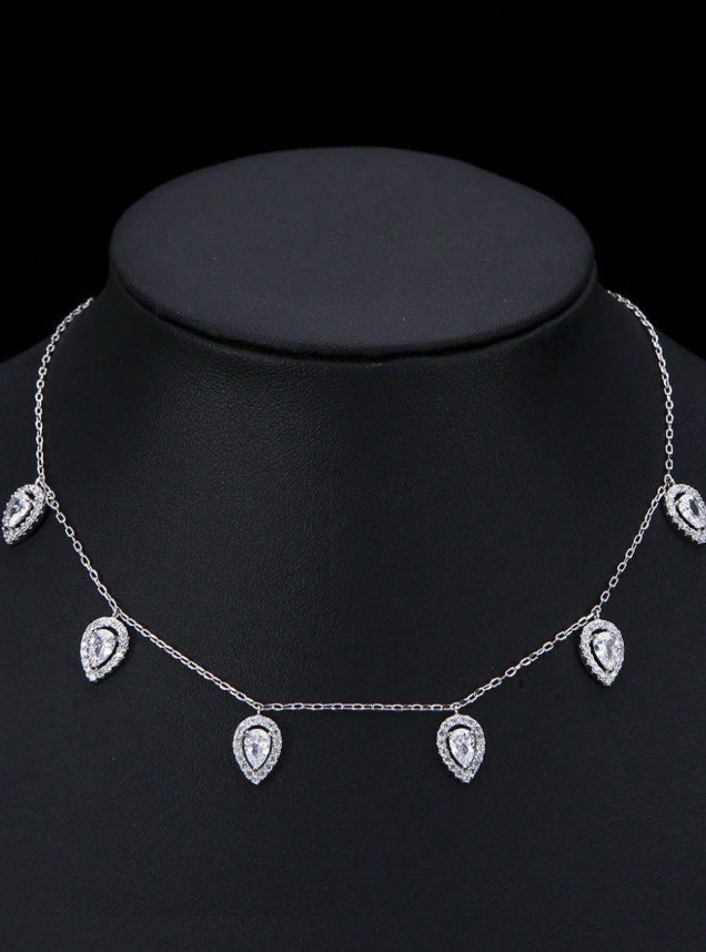 SHEIN 1pc Silver-Color Water Drop Pendant Necklace