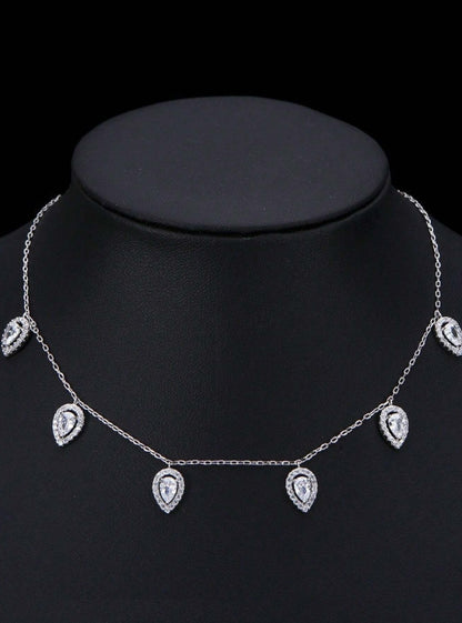 SHEIN 1pc Silver-Color Water Drop Pendant Necklace