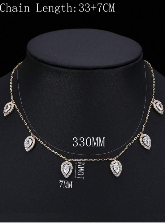 SHEIN 1pc Silver-Color Water Drop Pendant Necklace