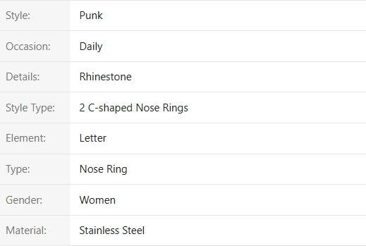 SHEIN 4pcs Simple Hiphop Zirconia U-Shaped Nose Rings, Fashionable Elegant Style,