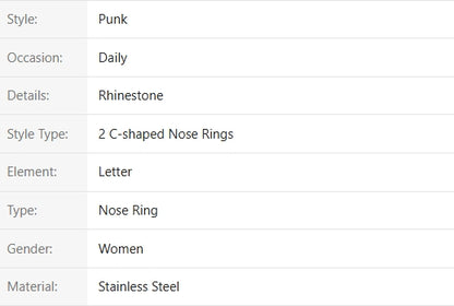 SHEIN 4pcs Simple Hiphop Zirconia U-Shaped Nose Rings, Fashionable Elegant Style,