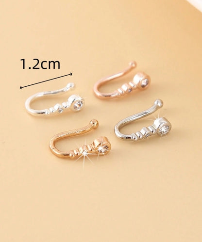 SHEIN 4pcs Simple Hiphop Zirconia U-Shaped Nose Rings, Fashionable Elegant Style,