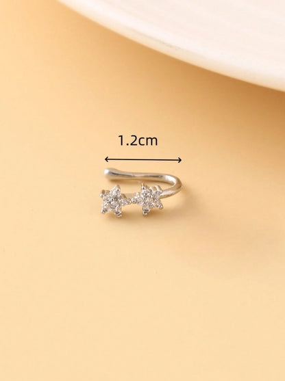 SHEIN 1pc Fashion Flower Nose Clip, No Piercing Nose Stud Embedded With Artificial Zirconia