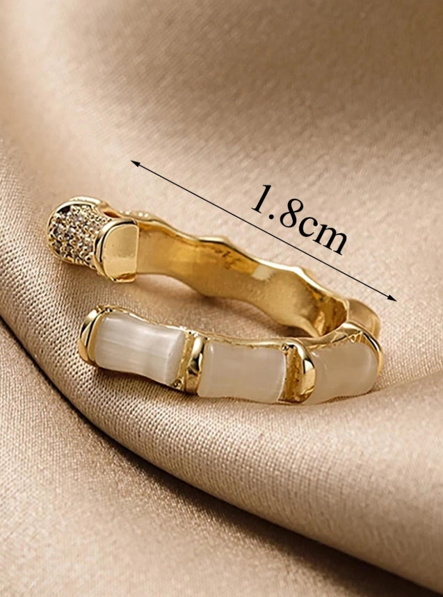 SHEIN 1pc Exquisite Opal & Cubic Zirconia Decorated Cufflink Ring