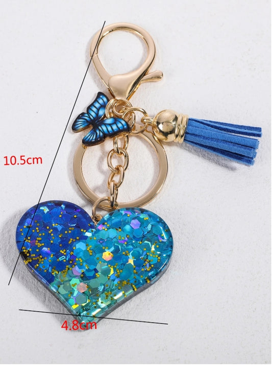 shein 1pc Women Heart & Butterfly Charm Keychain For Daily Life Valentine's Day Car Accessories Bag Charm