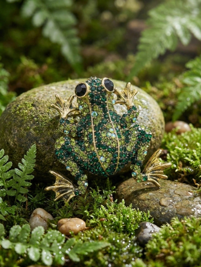Fashionable Rhinestone Frog Brooches