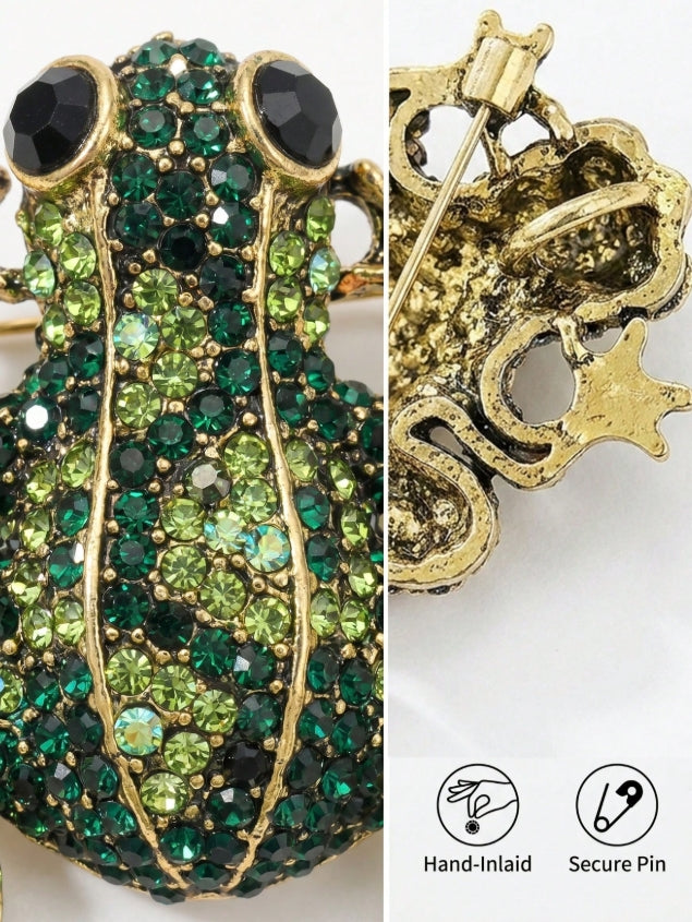 Fashionable Rhinestone Frog Brooches