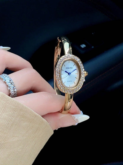 SHEIN UNLIFEX Brand Luxury Rhinestone Inlaid High-End Bracelet Watch For Women