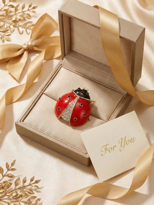 Luxury Crystal Studded Ladybug Brooch