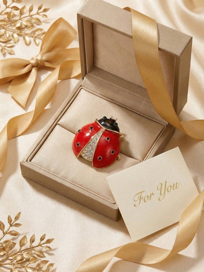 Luxury Crystal Studded Ladybug Brooch