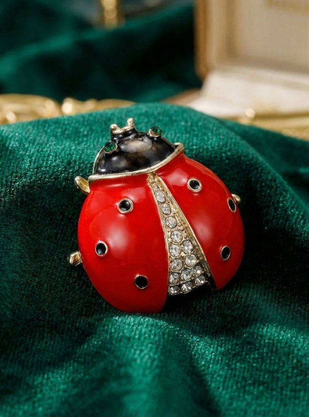 Luxury Crystal Studded Ladybug Brooch