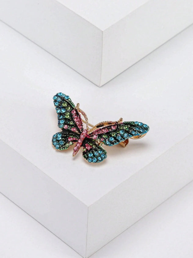 Rhinestone Butterfly Brooches - Elegant Insect Pins