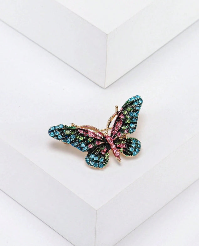 Rhinestone Butterfly Brooches - Elegant Insect Pins