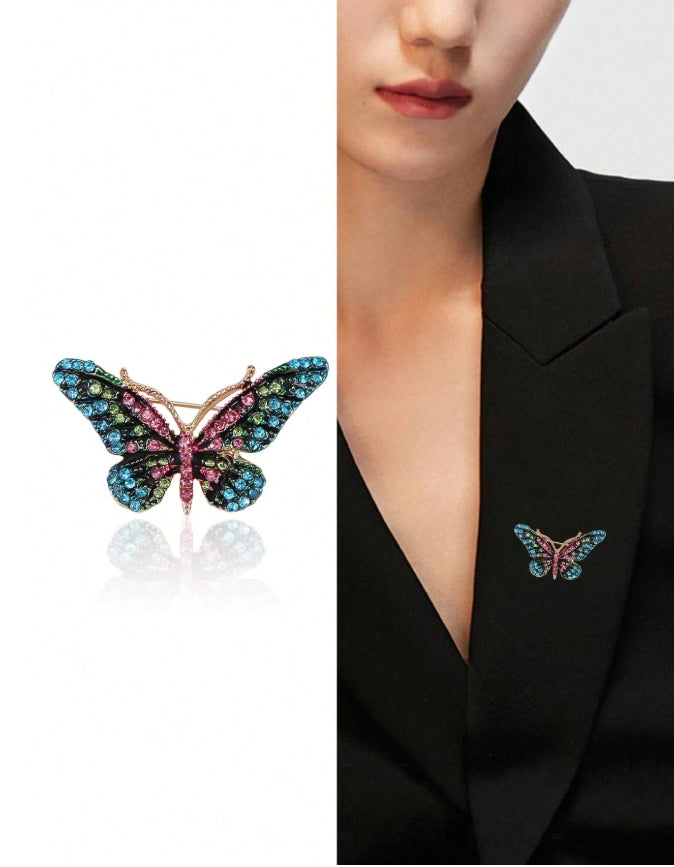 Rhinestone Butterfly Brooches - Elegant Insect Pins