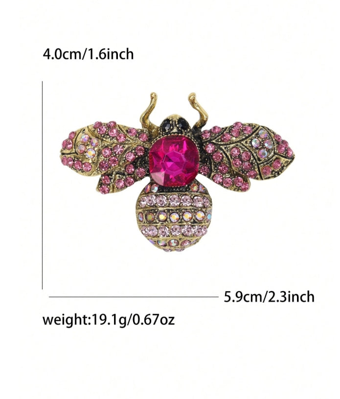 Vintage Enamel Rhinestone Bee Brooches -
