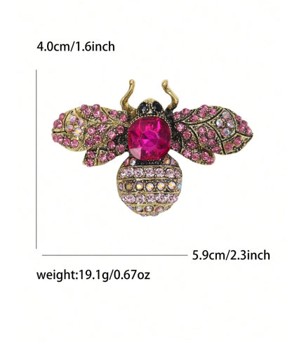 Vintage Enamel Rhinestone Bee Brooches -
