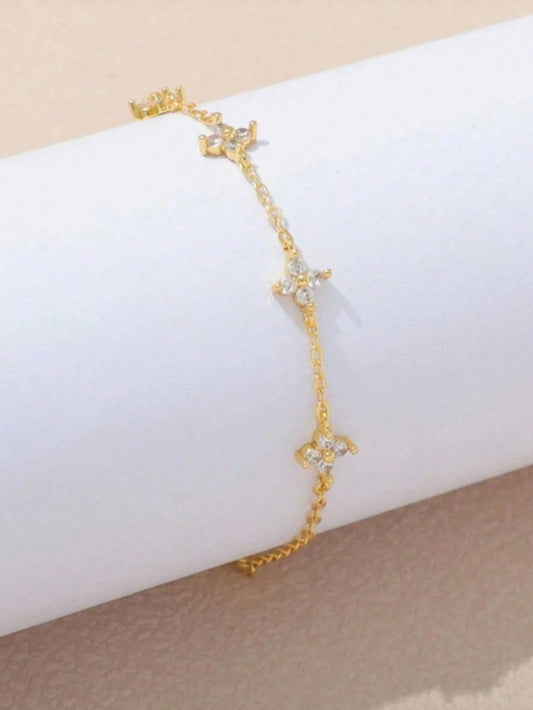 Shein 1pc Women's Fashionable High-Quality Double-Layer English Anklet