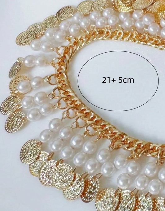 SHEIN 1pc Bohemian Style Exaggerated Beaded Vintage Coin Anklet,