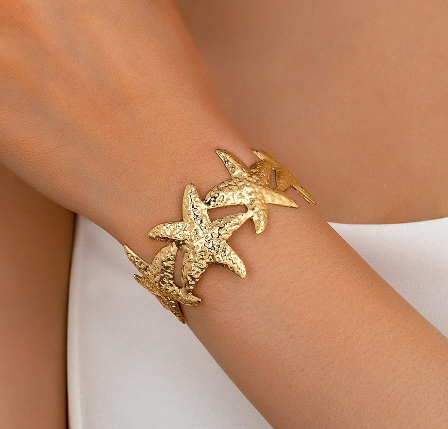 SHEIN 1pc Fashionable & Elegant New Minimalist Personalized Oceanic Starfish Set Exaggerated Bangle