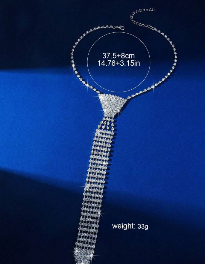 SHEIN 1pc Rhinestone Decorated Arrow Shaped Fashion Tie For Wedding Dress
