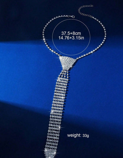 SHEIN 1pc Rhinestone Decorated Arrow Shaped Fashion Tie For Wedding Dress