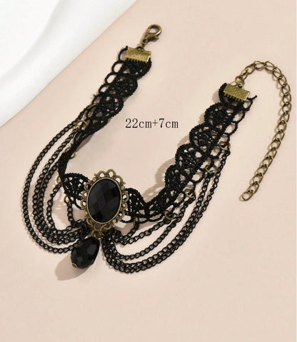 SHEIN 1pc Gothic Water-drop Decor Layered Anklet For Women For Vacation