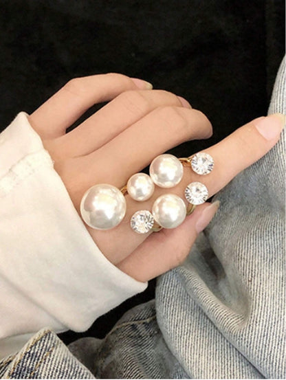SHEIN 1 Pc Opening Adjustable Faux Pearl Ring Personalized Everyday Wear Gift For Ladies