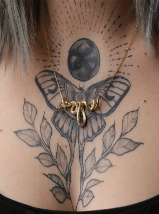 SHEIN Glittering Golden Silver Snake Chain Necklace - Edgy Punk Rock Hip Hop Jewelry