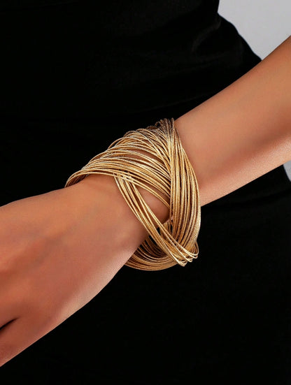Women's Wrapped Matte Gold Color Ring Bracele