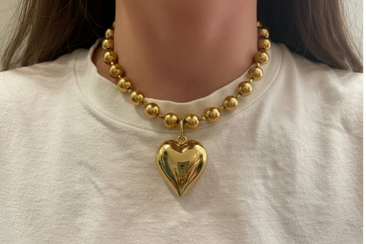 SHEIN 1PCS 8 MM STAINLESS STEEL BEAD CHAIN NECKLACE