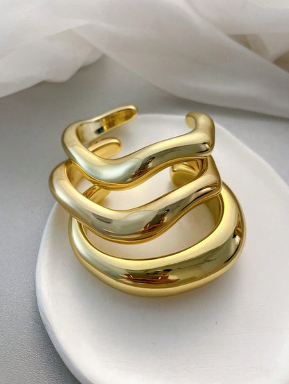 3pcs Vintage Exaggerated Luxurious Gold Resin Open Bangle Set, Women Everyday/Party/Wedding Jewelry Accessories
