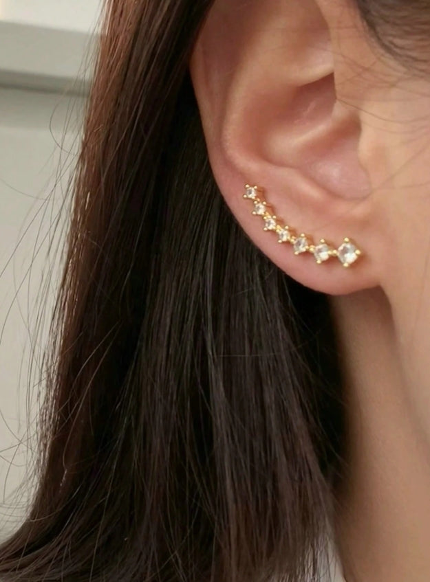 SHEIN 1 Pair Cubic Zirconia Stud Earrings For Women