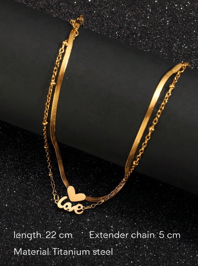 SHEIN A High-End Anklet Love Love Double-Layered Anklet Titanium Steel Non-Fading