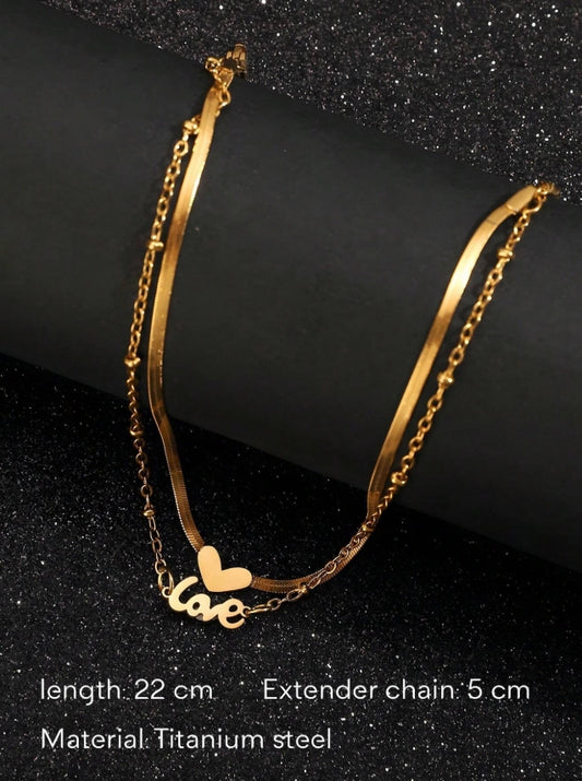 SHEIN A High-End Anklet Love Love Double-Layered Anklet Titanium Steel Non-Fading