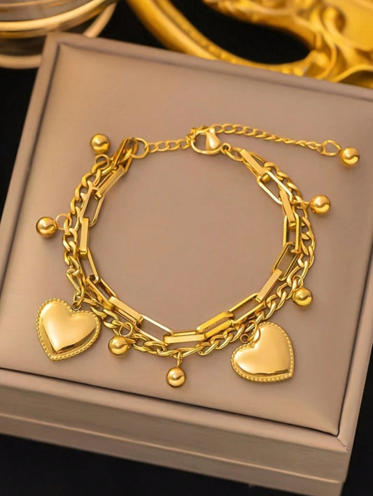 SHEIN Heart Charm Layered Bracelet