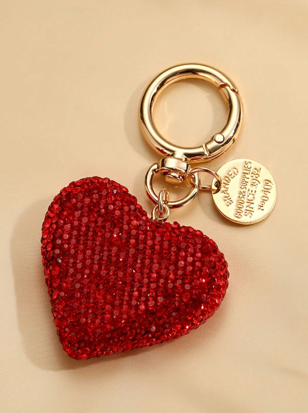 SHEIN  1pc New Fashion Valentine's Day Fully Rhinestoned Heart-Shaped Keychain