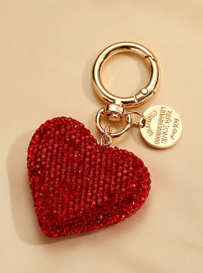 SHEIN  1pc New Fashion Valentine's Day Fully Rhinestoned Heart-Shaped Keychain