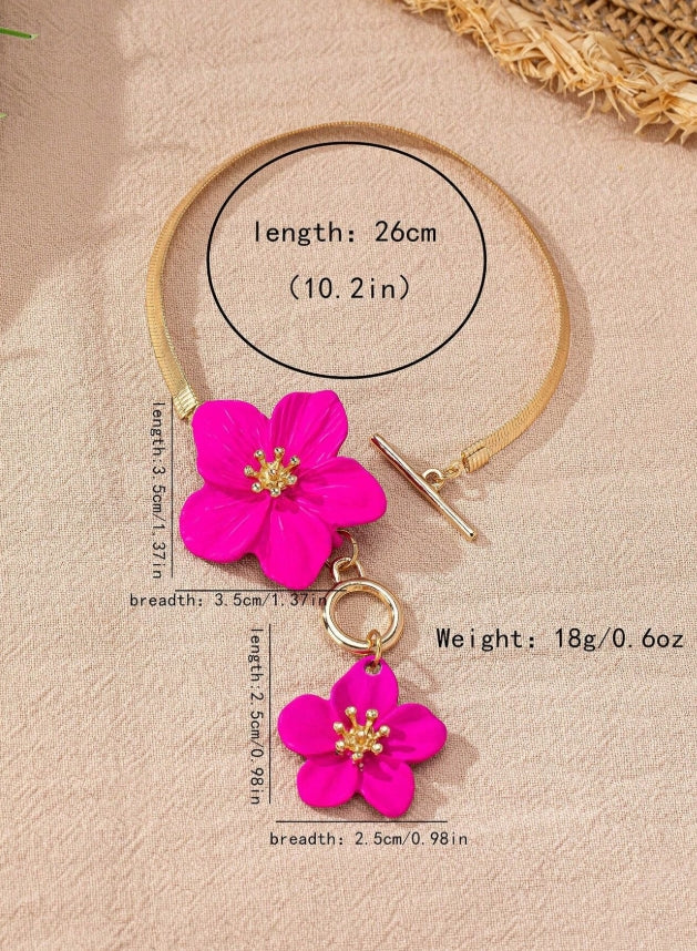 SHEIN 1pc Fashionable White Floral Spray Painting Elegant Simple Anklet For Women