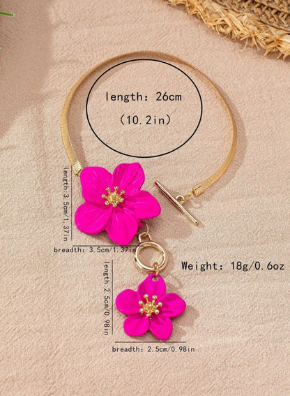SHEIN 1pc Fashionable White Floral Spray Painting Elegant Simple Anklet For Women