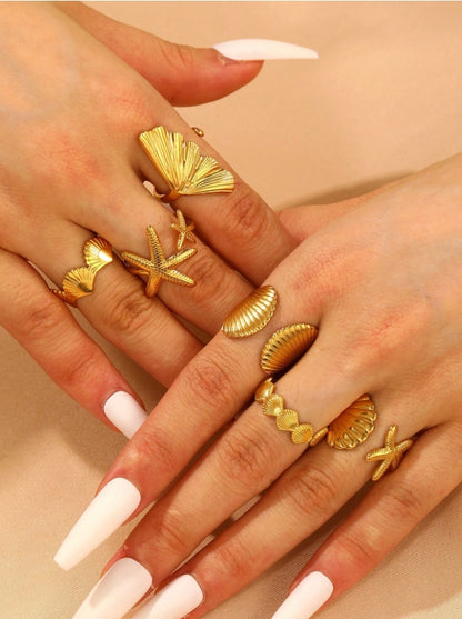 Shein 6-Piece/Set Stainless Steel Nautical Chain Rings