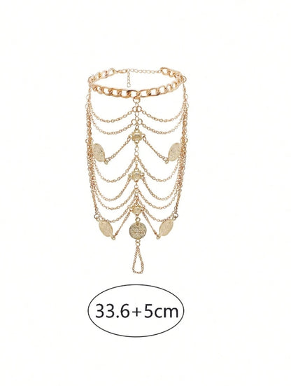 SHEIN 1pc Tassel Multi Layer Foot Chain For Women's Exotic Style Anklet