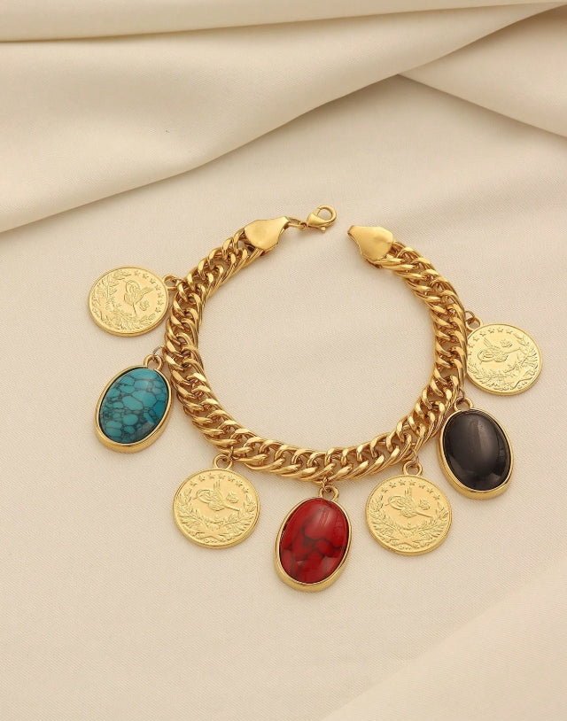 SHEIN 1pc Elegant Vintage Copper Alloy Gold-Plated Coin &