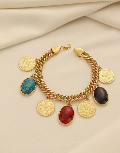 SHEIN 1pc Elegant Vintage Copper Alloy Gold-Plated Coin &