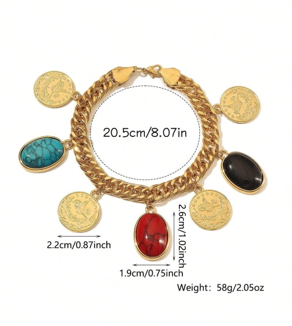 SHEIN 1pc Elegant Vintage Copper Alloy Gold-Plated Coin &