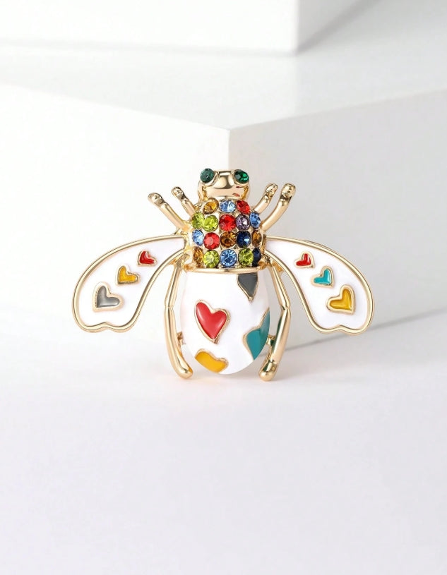 Vintage Enamel Rhinestone Bee Brooches - Fashion Insect Pins For Women Unisex Banquet Clothing Accessories/ Friends Party Badges Gifts