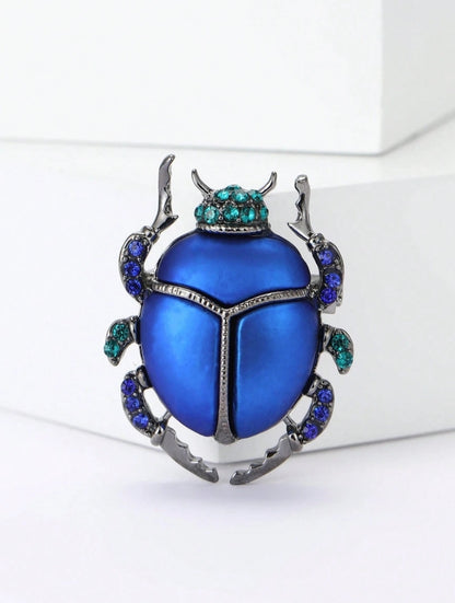 Luxury Crystal Enamel Beetle Brooch - Exquisite Insect Pin, Unisex, Suitable For Formal Attire Accessories/Friends Gathering Badge Gift
