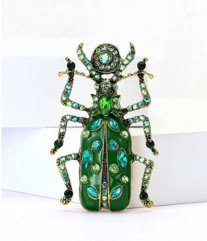 Luxury Crystal Enamel Beetle Brooch -
