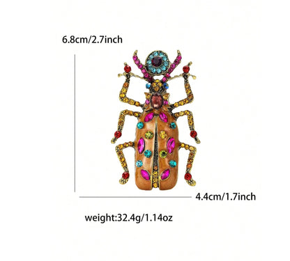 Luxury Crystal Enamel Beetle Brooch -