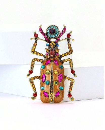 Luxury Crystal Enamel Beetle Brooch -