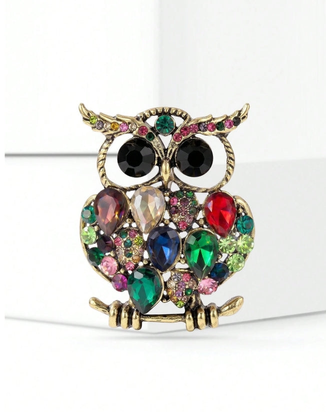 Luxury Rhinestone Owl Brooch - Bird Animal Brooch,
